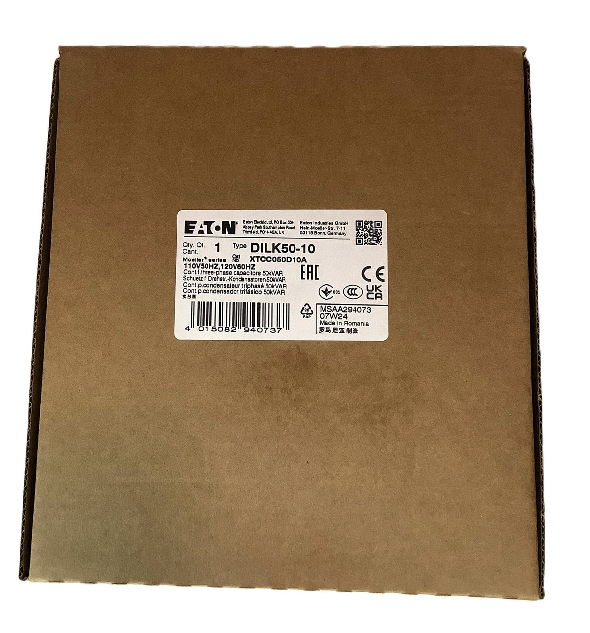 Contactor Para Capacitor Dilk50-10(120v60hz) Eaton